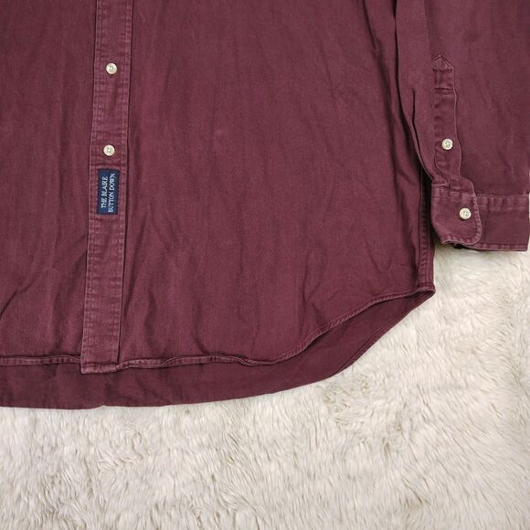 Vtg 90s Polo Ralph Lauren The Blaire Shirt Men's XXL Burgundy Cotton Button Down - Picture 3 of 10